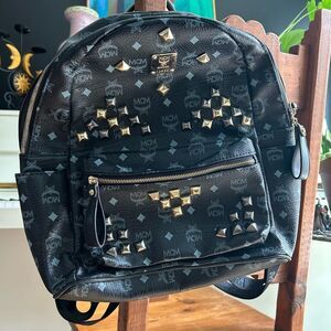 MCM Black Studded Backpack
